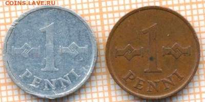 Финляндия 1 пенни 1963,1972 г., до 30.06.2024 г. в 22.00 по - Финляндия 1 пенни 1963 1972 1212а