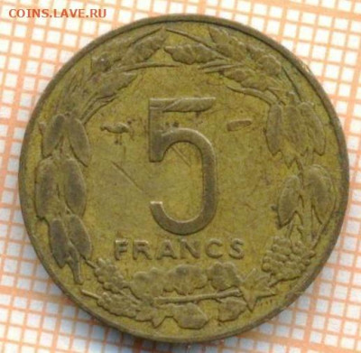 Фр. Экв. Африка 5 франков 1958 г., до 01.07.2024 г. в 22.00 - ФрЭквАфрика  5 франков 1958 1064а