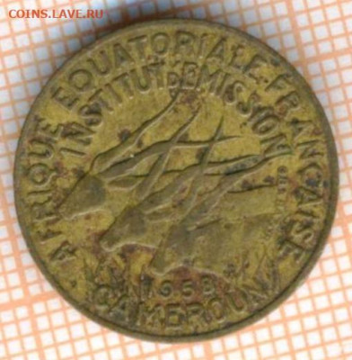 Фр. Экв. Африка 5 франков 1958 г., до 01.07.2024 г. в 22.00 - ФрЭквАфрика  5 франков 1958 1064
