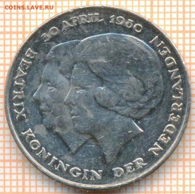 2 гульдена 1980 г. коронация, до 01.07.2024 г - Нидерланды 2с пол гульдена 1980 1068а