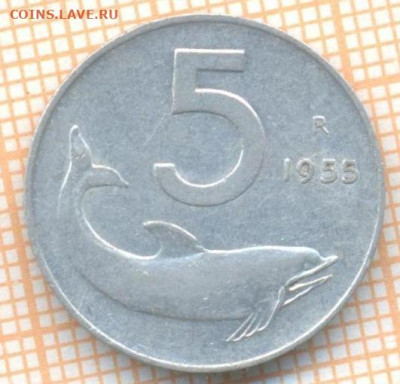 Италия 5 лир 1955 г., до 02.07.2024 г. в 22.00 по Москве - Италия 5 лир 1955 1221