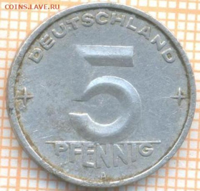 ГДР 5 пф 1952 г., до  02.07.2024 г. в 22.00 по Москве - Германия 5 пф 1952 1222