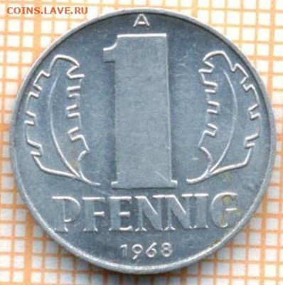 ГДР 1 пф 1968 г., до 03.07.2024 г. в 22.00 по Москве - ГДР 1 пф 1968 1105