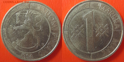 Финляндия, 1 марка 1994 г. – до 22:00, 06.07.24 - Финляндия-1 марка-1994
