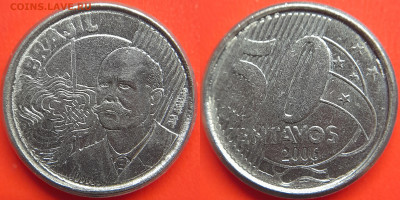 Бразилия, 50 сентаво 2006 г. – до 22:00, 06.07.24 - Бразилия-50 сентаво-2006
