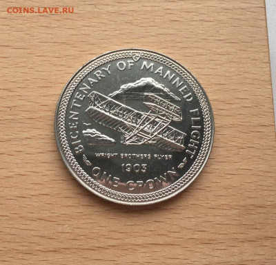 Крона Шайба Остров Мэн 1 крона 1983 200 лет полёту человека - krona_shajba_ostrov_men_1_krona_1983_200_let_poletu_cheloveka_biplan