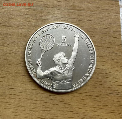 Крона Шайба Ниуэ 5 долларов 1987 Борис Беккер - krona_shajba_niue_5_dollarov_1987_olimpijskie_igry_seul_1988_tennis_boris_bekker_sport_olimpiada