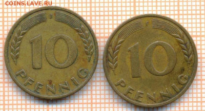Германия 10 пф 1950 J,F г., до 08.07.2024 г. в 22.00 по Моск - Германия 10 пф 1950 2шт 1247а