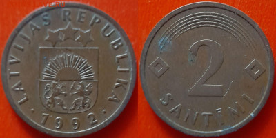 Латвия, 2 сантима  1992 г. – до 22:00, 09.07.24 - Латвия-2 сантима-1992