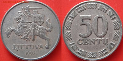 Литва, 50 центов  1997 г. – до 22:00, 09.07.24 - Литва-50 центов-1997
