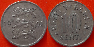 Эстония, 10 сентов  1992 г. – до 22:00, 09.07.24 - Эстония-10 сентов-1992