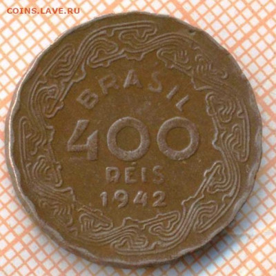 Бразилия 400 реалов 1942 г., до 10.07.2024 г. в 22.00 по Мос - Бразилия 400 ркалов 1942 1270