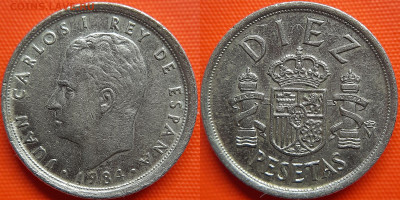 Испания, 10 песет 1984 г. – до 22:00, 11.07.24 - Испания-10 песет-1984