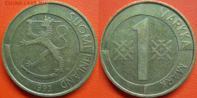 Финляндия, 1 марка 1993 г. – до 22:00, 11.07.24 - Финляндия-1 марка-1993