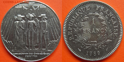Франция, 1 франк 1989 г. – до 22:00, 11.07.24 - Франция-1 франк-1989