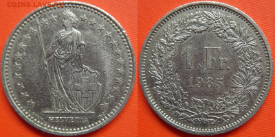 Швейцария, 1 франк 1985 г. – до 22:00, 11.07.24 - Швейцария-1 франк-1985