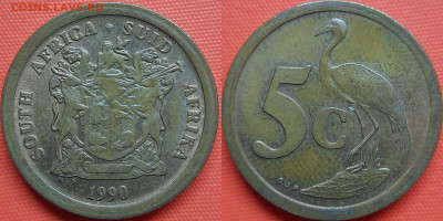ЮАР, 5 центов 1990 г. – до 22:00, 11.07.24 - ЮАР-5 центов-1990