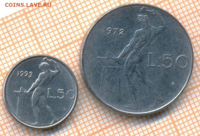 Италия 50 лир 1972,1993 г., до 13.07.2024 г. в 22.00 по Моск - Италия 50 лир 1972 1993 1288