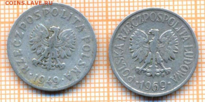 Польша 20 грошей 1949,1969 г., до 13.07.2024 г. в 22.00 по М - Польша 20 грошей 1949,1969 1302