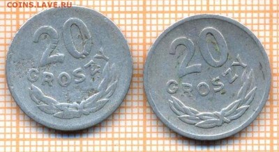 Польша 20 грошей 1949,1969 г., до 13.07.2024 г. в 22.00 по М - Польша 20 грошей 1949,1969 1302а