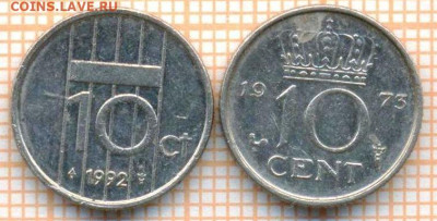 Нидерланды 10 центов 1973,1992 г., до 13.07.2024 г. в 22.00 - Нидерланды 10 центов 1967 1992 1309а