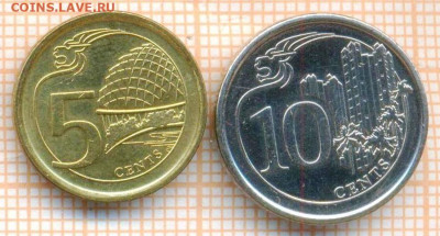 Сингапур 5ц 2013, 10ц 2015 г., до 13.07.2024 г. в 22.00 по М - Сингапур 2 монеты 1314а
