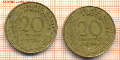 Франция 20 сантимов 1963,1964 г., до 15.07.2024 г. в 22.00 п - Франция 20 сапт 1963,1964 1317