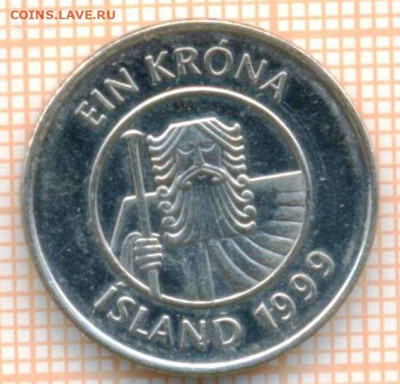 Исландия 1 крона 1999 г., до 15.07.2024 г. в 22.00 по Москве - Исландия 1 крона 1999 633