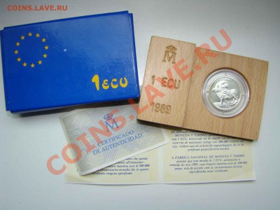 Испания 1 экю 1989, серебро, в коробке с сертификатом - DSC04597.JPG