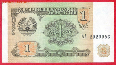 ТАДЖИКИСТАН, 1994 г. – 1 рубль  до 22:00, 14.07.24 - 1994-1 рубль-1