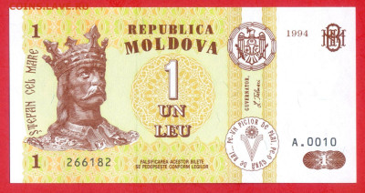 МОЛДОВА, 1994 г. – 1 лея  до 22:00, 14.07.24 - 1994-1 лея-1