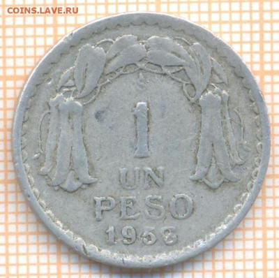 Чили 1 песо 1958? г., до 15.07.2024 г. в 22.00 по Москве - Чили 1 песо 1958 1024