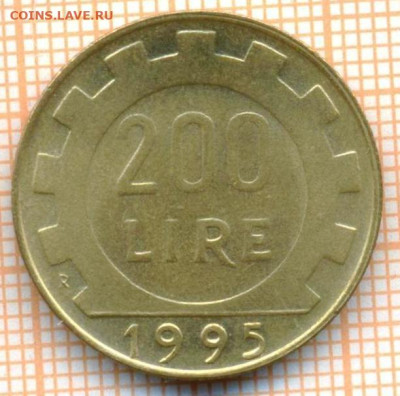 Италия 200 лир 1995 г., до 15.07.2024 г. в 22.00 по Москве - Италия 200 лир 1995 784