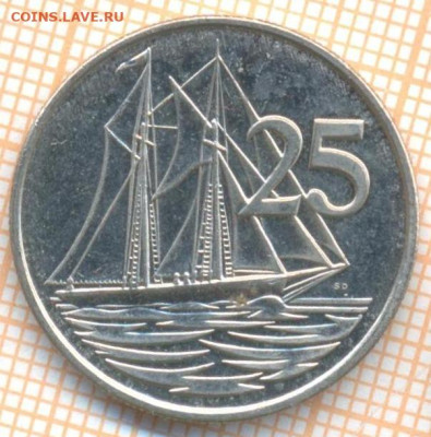 Каймановы острова 25 центов 2013 г., до 15.07.2024 г. в 22.0 - Кайманы 25 центов 2013 788а