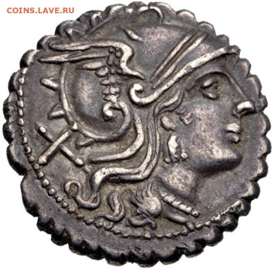 монеты с насечками - BC209-208 Serrate Denarius obv 