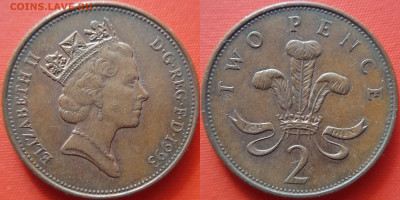 Великобритания, 2 пенса  1993 г. – до 22:00, 20.07.24 - В.Брит-2 пенса-1993