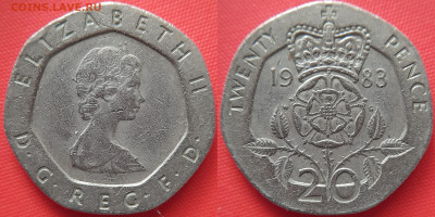 Великобритания, 20 пенсов 1983 г. – до 22:00, 20.07.24 - В.Брит-20 пенсов-1983