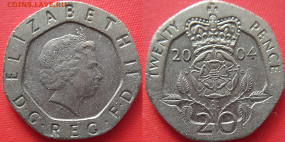 Великобритания, 20 пенсов 2004 г. – до 22:00, 20.07.24 - В.Брит-20 пенсов-2004