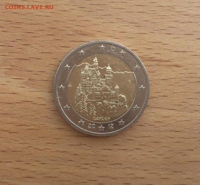 биметалл Германия 2 евро 2012 двор A Замок Нойшванштайн Бава - bimetall_germanija_2_evro_2012_dvor_a_zamok_nojshvanshtajn_bavarija