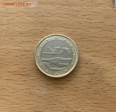 биметалл Финляндия 1 евро 2000 Лебеди Птица Фауна - bimetall_finljandija_1_evro_2000_lebedi_ptica_fauna