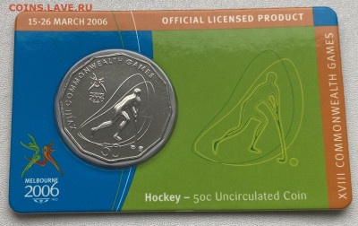 Австралия 50 центов 2006 Игры Содружества Хоккей на Траве - avstralija_50_centov_2006_igry_sodruzhestva_khokkej_na_trave_sport_buklet_blister