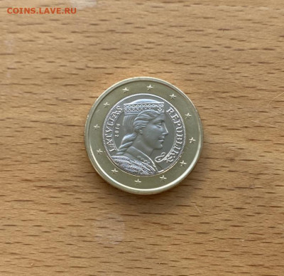 биметалл Латвия 1 евро 2014 Милда - bimetall_latvija_1_evro_2014_milda