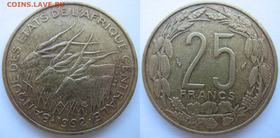 Центр.-Африканские штаты 25 франков 1992 г. До 22.07.24 - ЦАШ 25 франков 1992.JPG