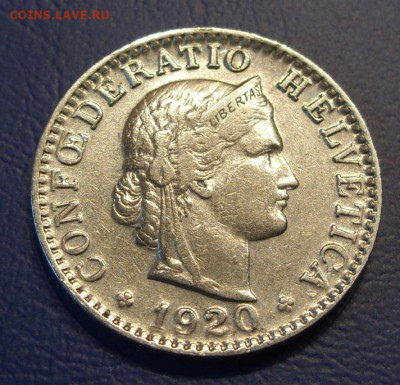20 раппенов Швейцария 1920. - 20 раппенов Швейцария 1920 - 2