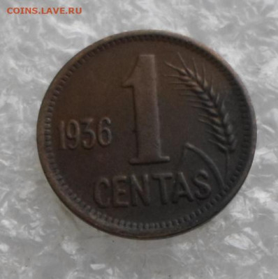 Литва 1 цент 1936 год Кабинетная патина до 21.07 - SAM_4433.JPG