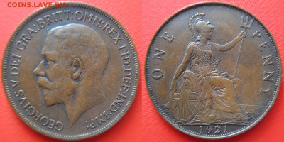Великобритания, 1 пенни  1921 г. – до 22:00, 26.07.24 - В.Брит-1 пенни-1921