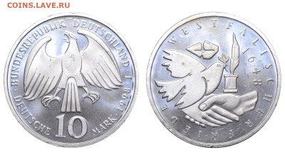 ФРГ. 10 марок 1998 г. Мирный договор. До 29.07.24. - Р2370