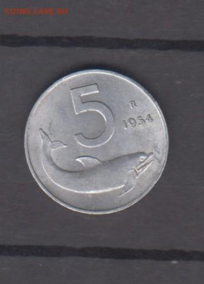 Италия 1954 5 лир ( блеск) до 05 08 - 85