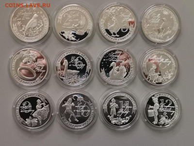 2дол 2009 Ниуэ - 12 дней Рождества (12шт), Ag999, до 13.08 - ЯЯ 12дней рождества-2