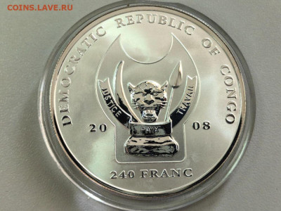 Конго 240 франков 2008 Лев Ag999, до 13.08 - ЯЯ Афр.5-ка Лев-2